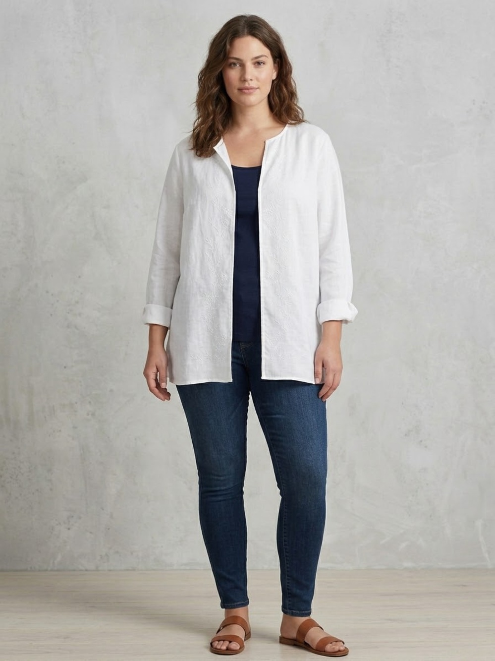 Lauren Ralph Lauren Women’s White Open-Front Jacket 100% linen